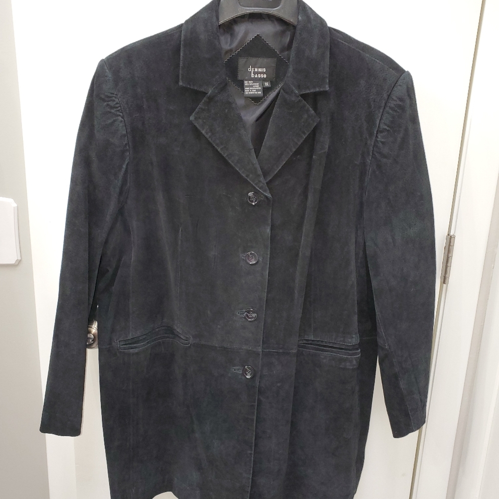 Dennis Basso Black Suede Coat